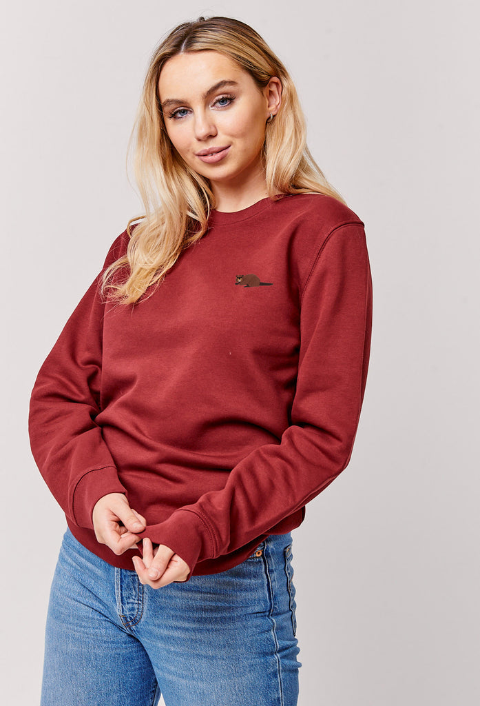 Beaver Embroidered Organic Sustainable Sweatshirt Jumper Big Wild Thought
