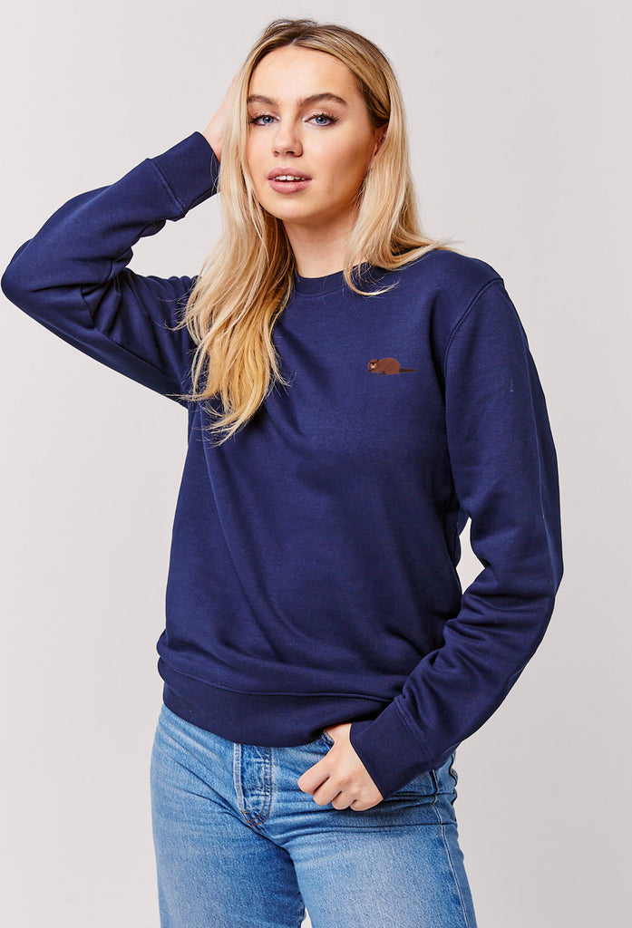 Beaver Embroidered Organic Sustainable Sweatshirt Jumper Big Wild Thought