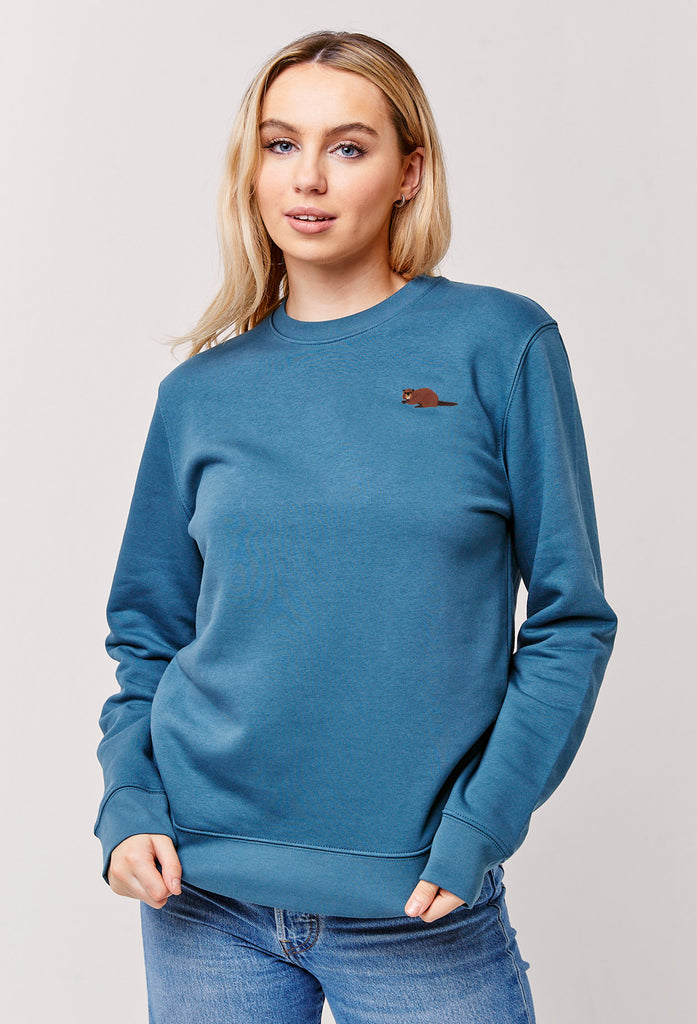 Beaver Embroidered Organic Sustainable Sweatshirt Jumper Big Wild Thought