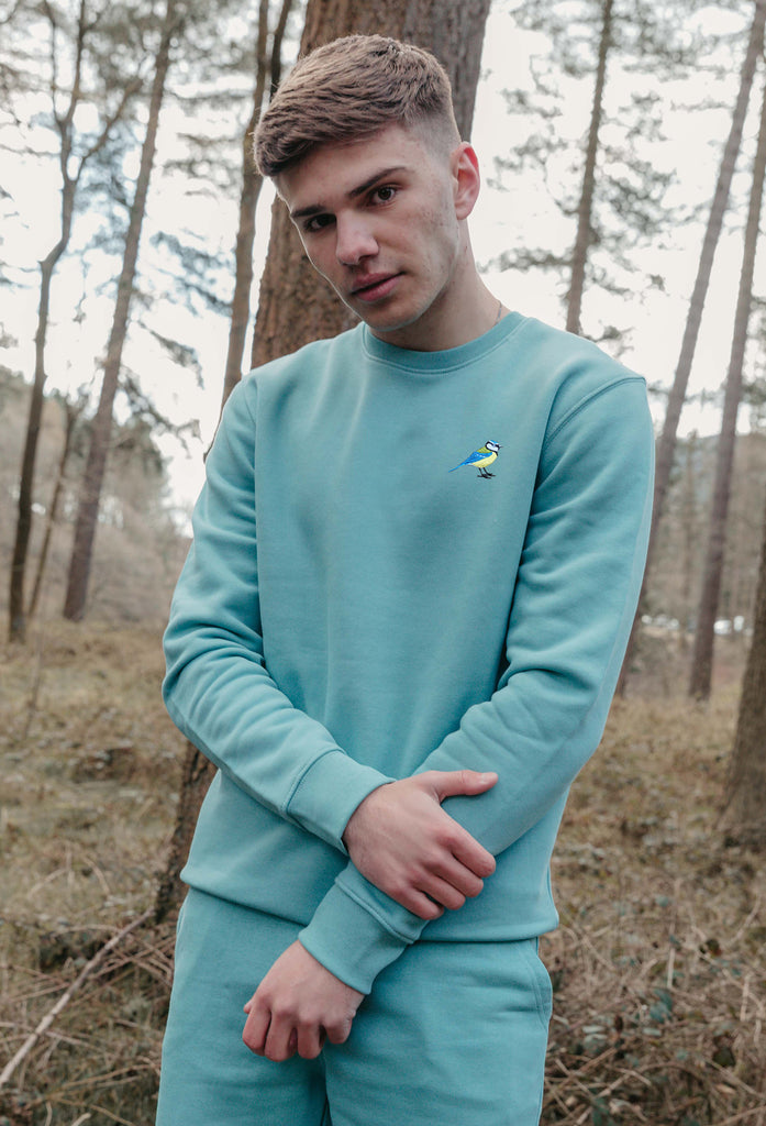 Blue Tit  Embroidered Organic Sustainable Sweatshirt Jumper Big Wild Thought