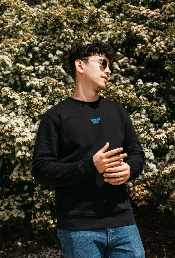 Butterfly Embroidered Organic Sustainable Sweatshirt Jumper Big Wild Thought