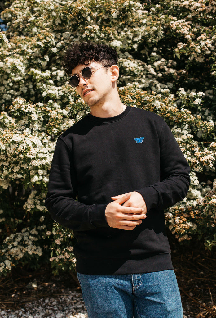 Butterfly Embroidered Organic Sustainable Sweatshirt Jumper Big Wild Thought