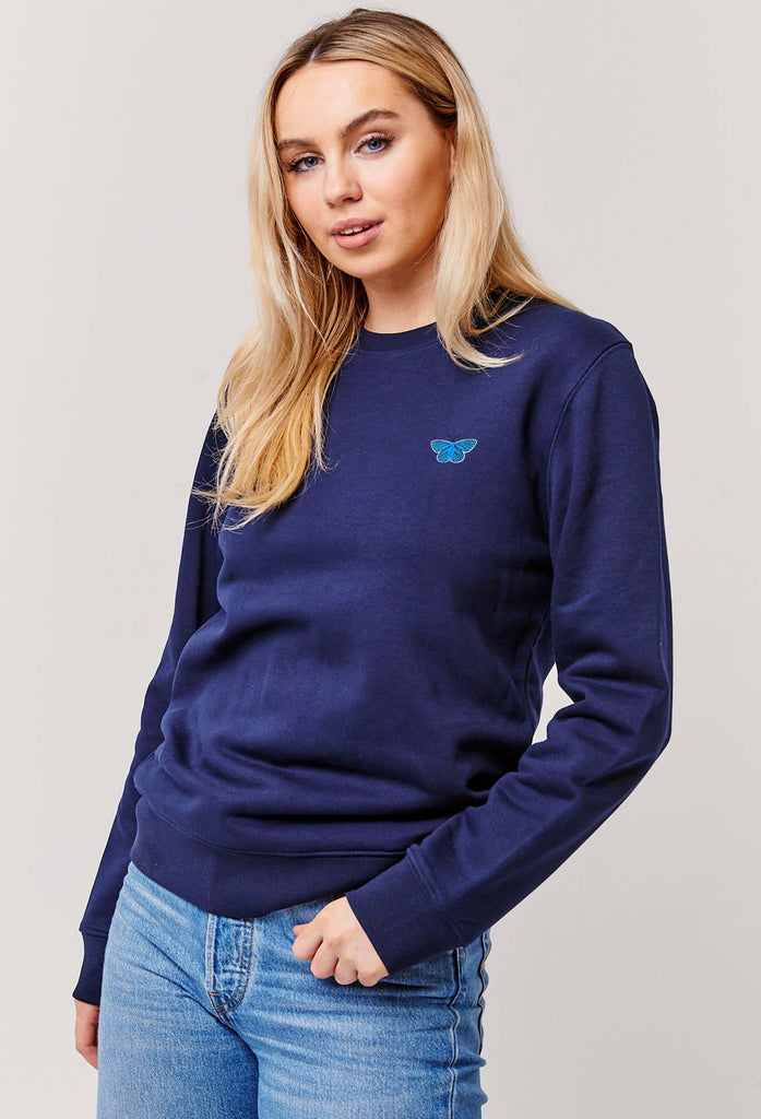 Butterfly Embroidered Organic Sustainable Sweatshirt Jumper Big Wild Thought