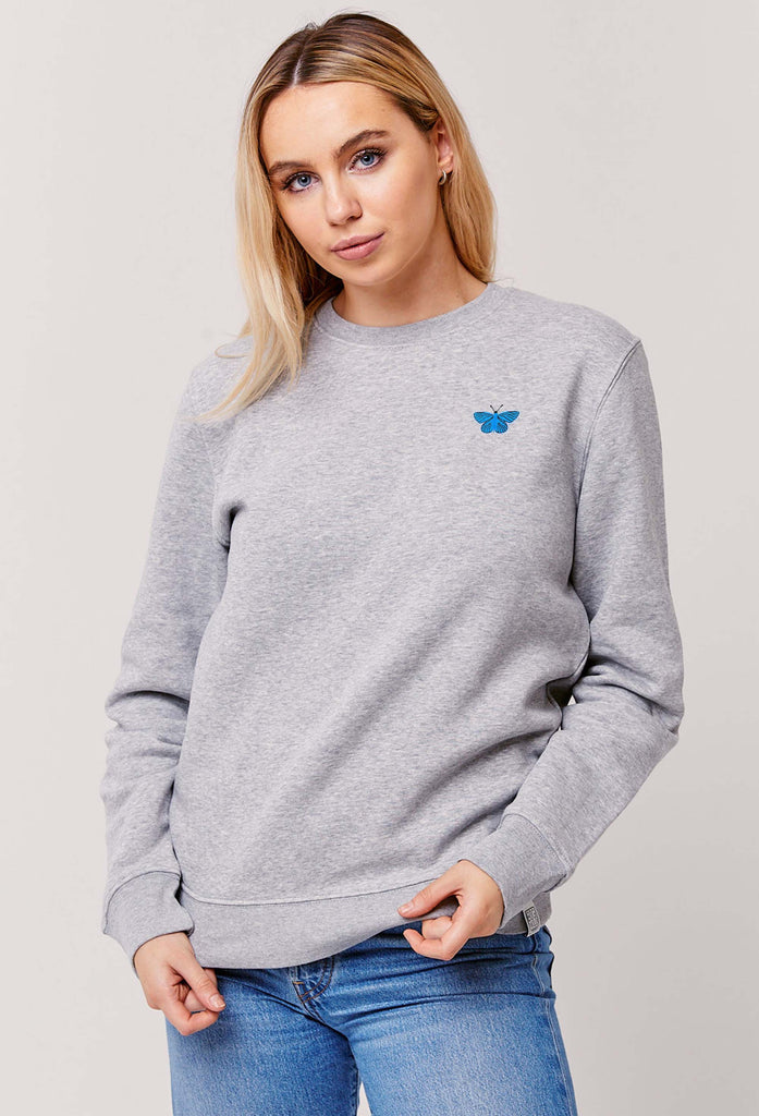 Butterfly Embroidered Organic Sustainable Sweatshirt Jumper Big Wild Thought