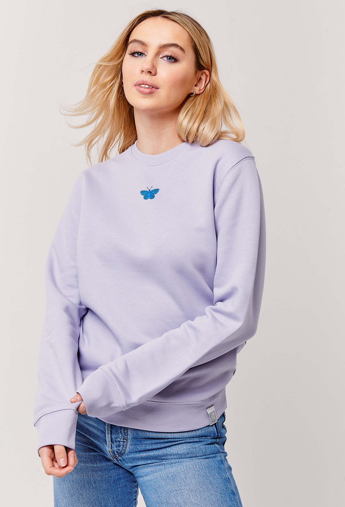 Butterfly Embroidered Organic Sustainable Sweatshirt Jumper Big Wild Thought