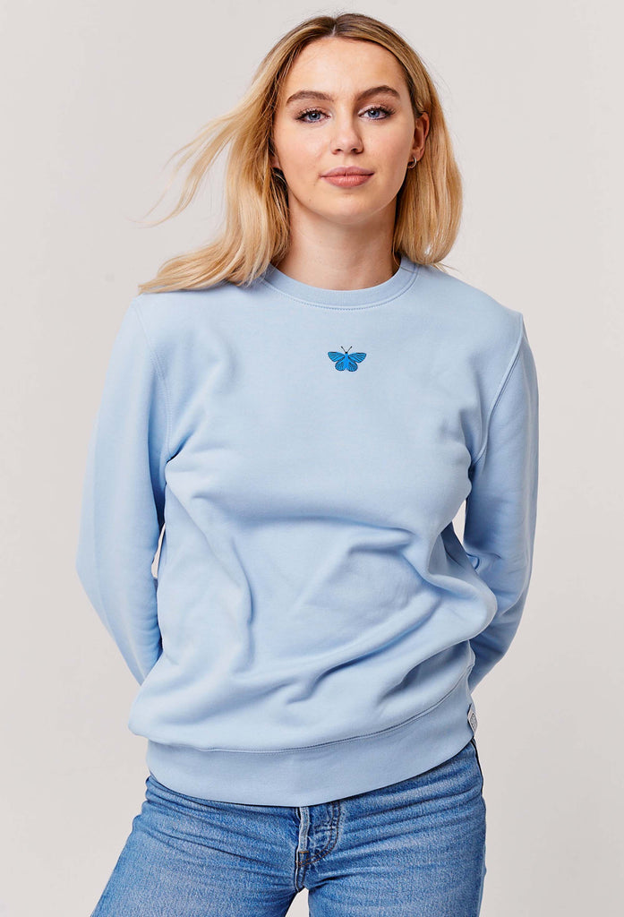 Butterfly Embroidered Organic Sustainable Sweatshirt Jumper Big Wild Thought