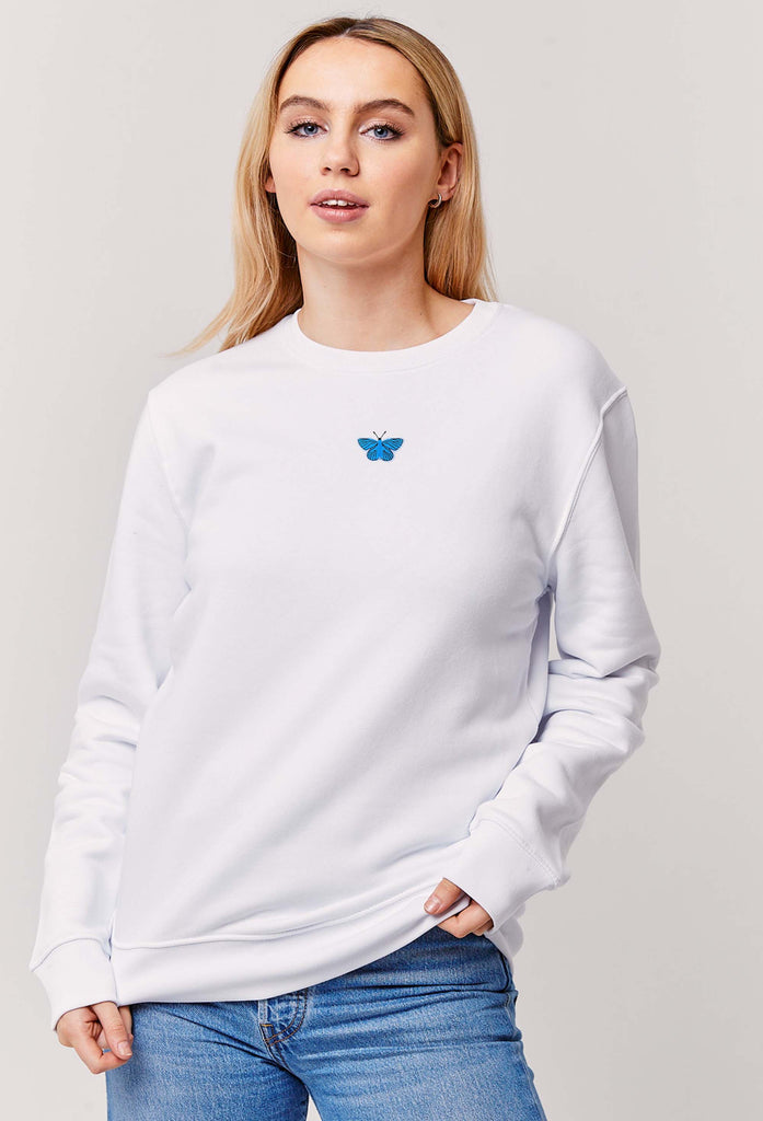Butterfly Embroidered Organic Sustainable Sweatshirt Jumper Big Wild Thought