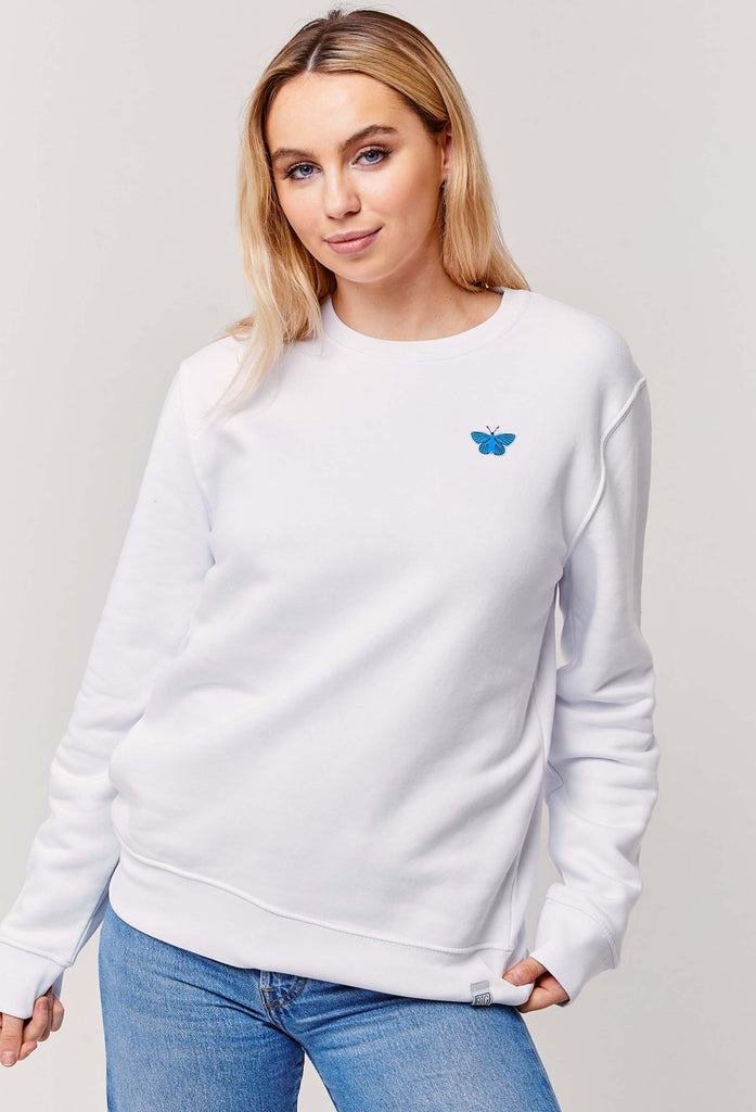 Butterfly Embroidered Organic Sustainable Sweatshirt Jumper Big Wild Thought