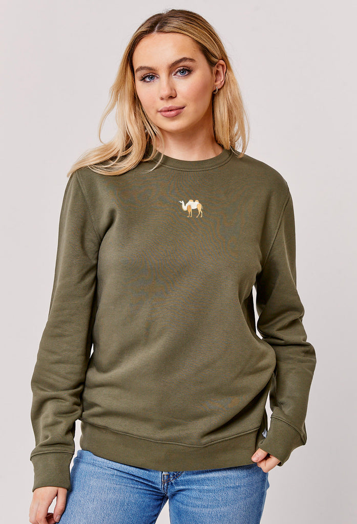 Camel Embroidered Organic Sustainable Sweatshirt Jumper Big Wild Thought