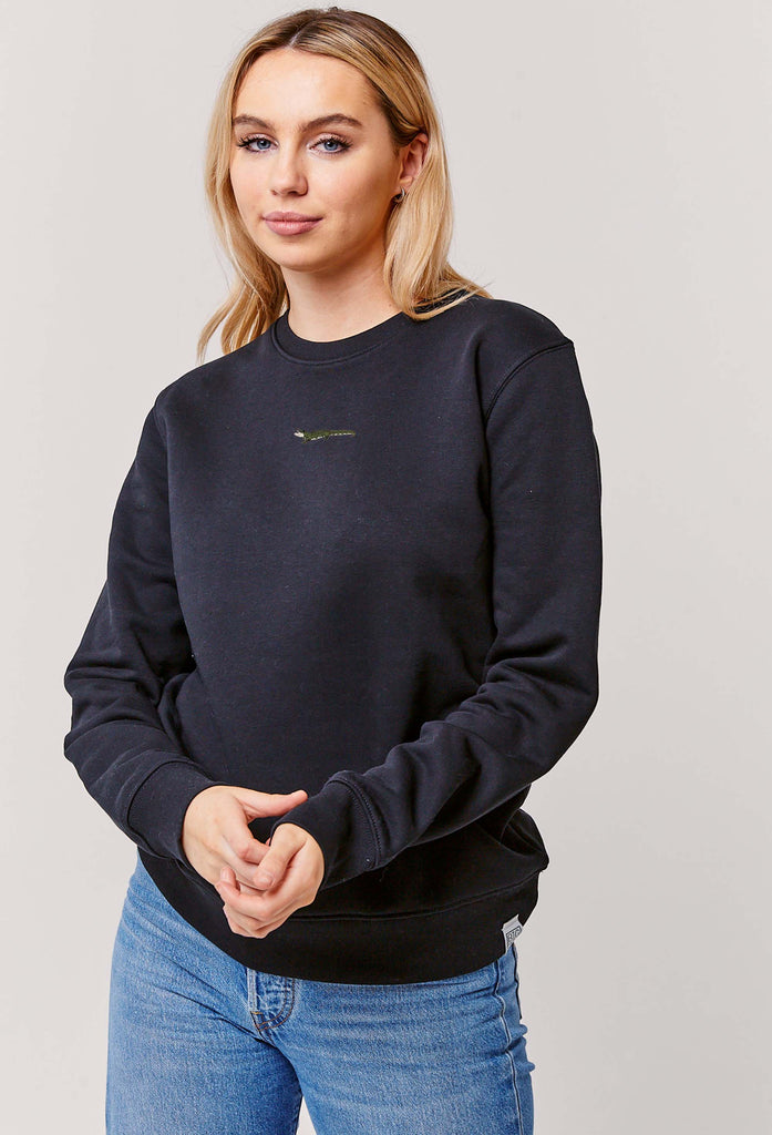 Crocodile Embroidered Organic Sustainable Sweatshirt Jumper Big Wild Thought