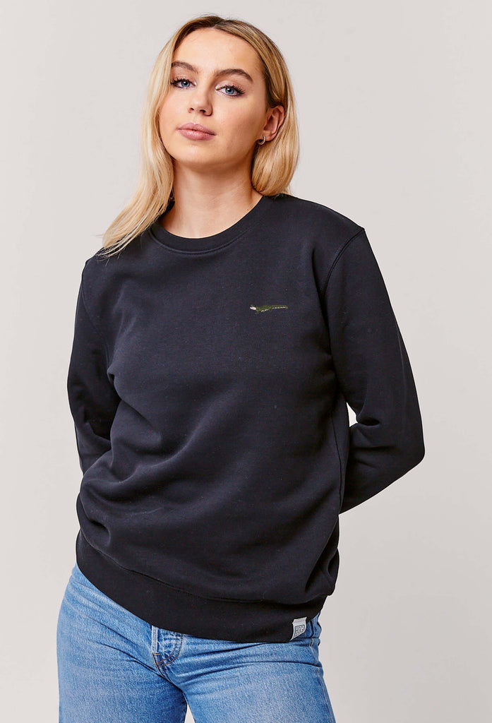 Crocodile Embroidered Organic Sustainable Sweatshirt Jumper Big Wild Thought