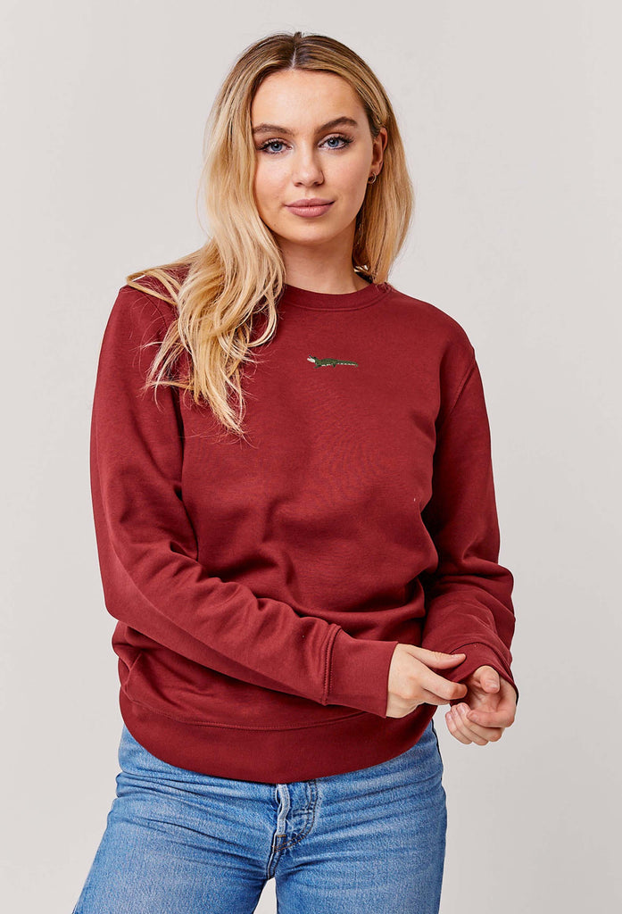 Crocodile Embroidered Organic Sustainable Sweatshirt Jumper Big Wild Thought