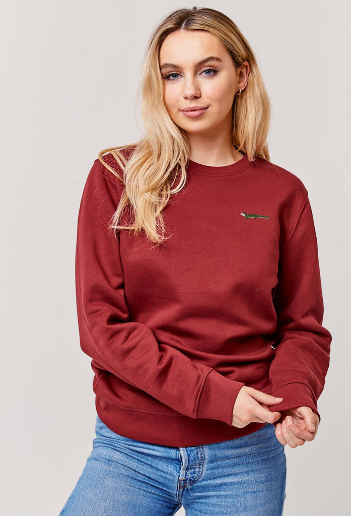 Crocodile Embroidered Organic Sustainable Sweatshirt Jumper Big Wild Thought