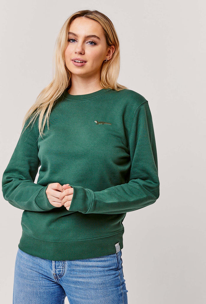 Crocodile Embroidered Organic Sustainable Sweatshirt Jumper Big Wild Thought