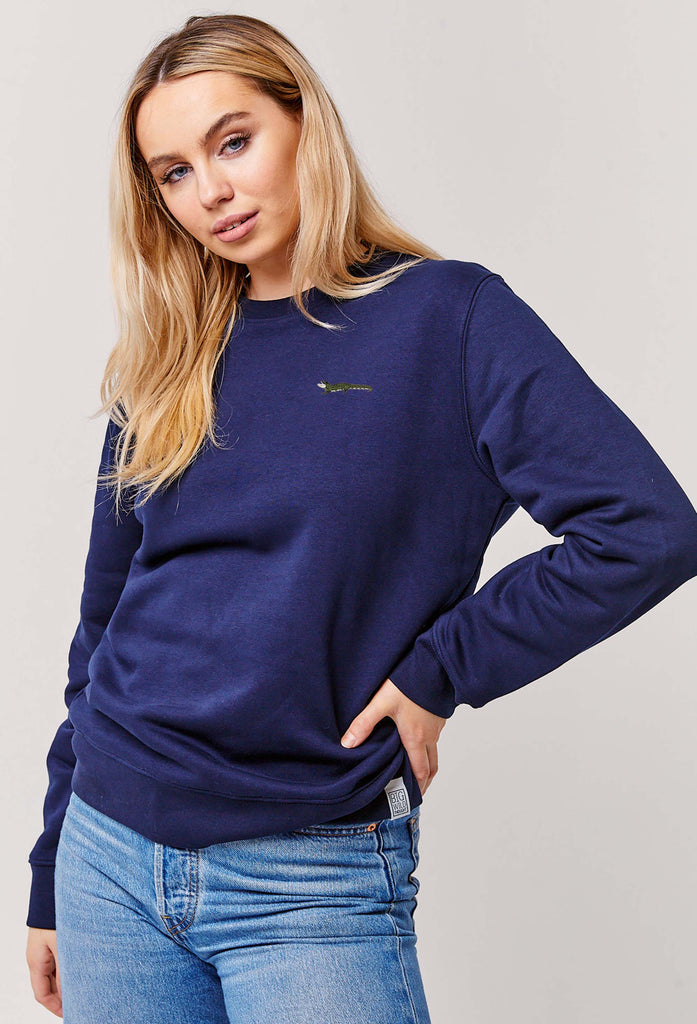 Crocodile Embroidered Organic Sustainable Sweatshirt Jumper Big Wild Thought