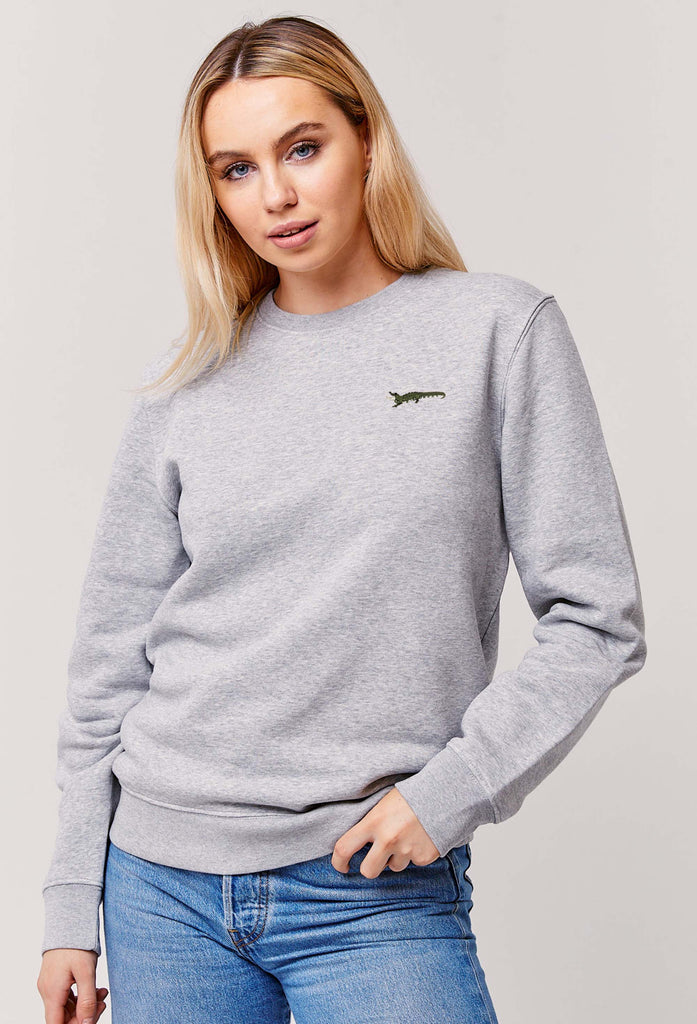 Crocodile Embroidered Organic Sustainable Sweatshirt Jumper Big Wild Thought