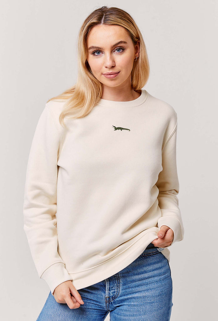 Crocodile Embroidered Organic Sustainable Sweatshirt Jumper Big Wild Thought