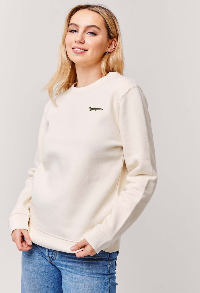 Crocodile Embroidered Organic Sustainable Sweatshirt Jumper Big Wild Thought
