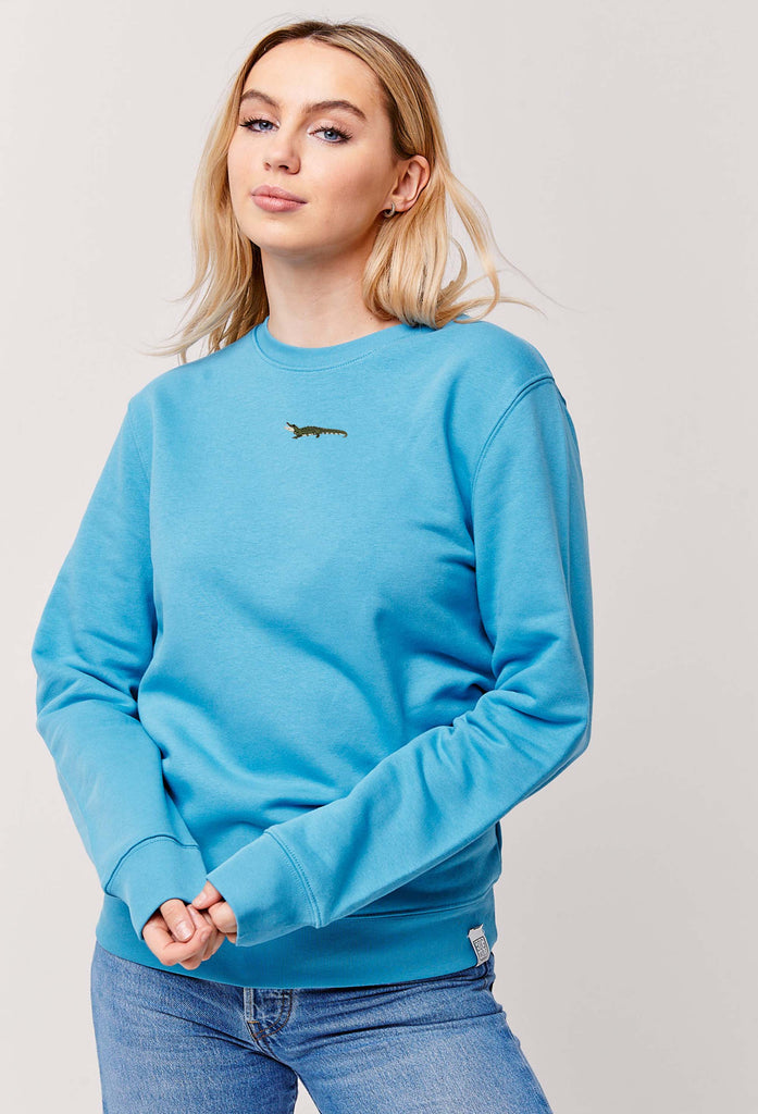 Crocodile Embroidered Organic Sustainable Sweatshirt Jumper Big Wild Thought