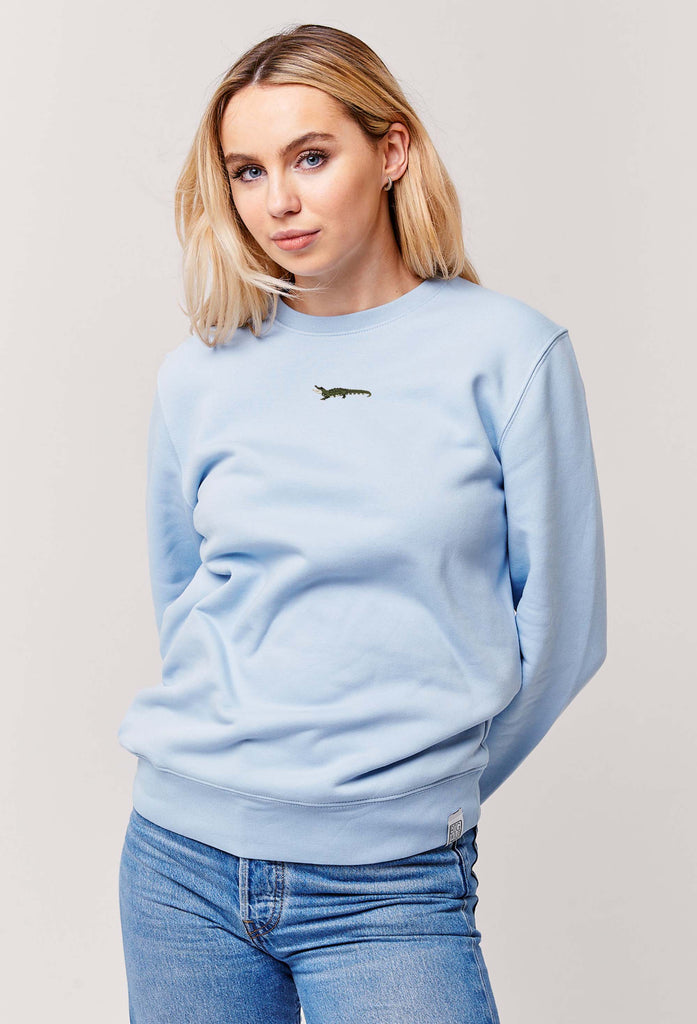 Crocodile Embroidered Organic Sustainable Sweatshirt Jumper Big Wild Thought