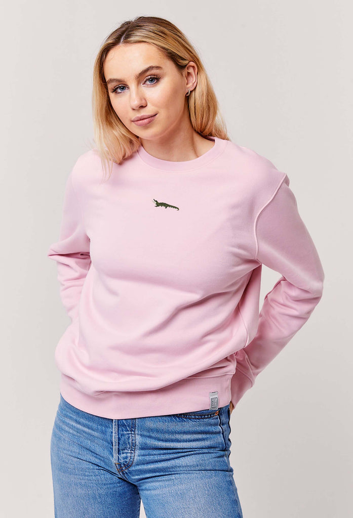 Crocodile Embroidered Organic Sustainable Sweatshirt Jumper Big Wild Thought