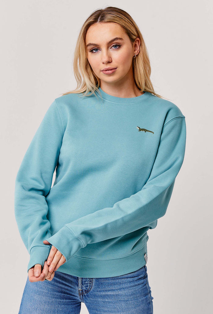 Crocodile Embroidered Organic Sustainable Sweatshirt Jumper Big Wild Thought
