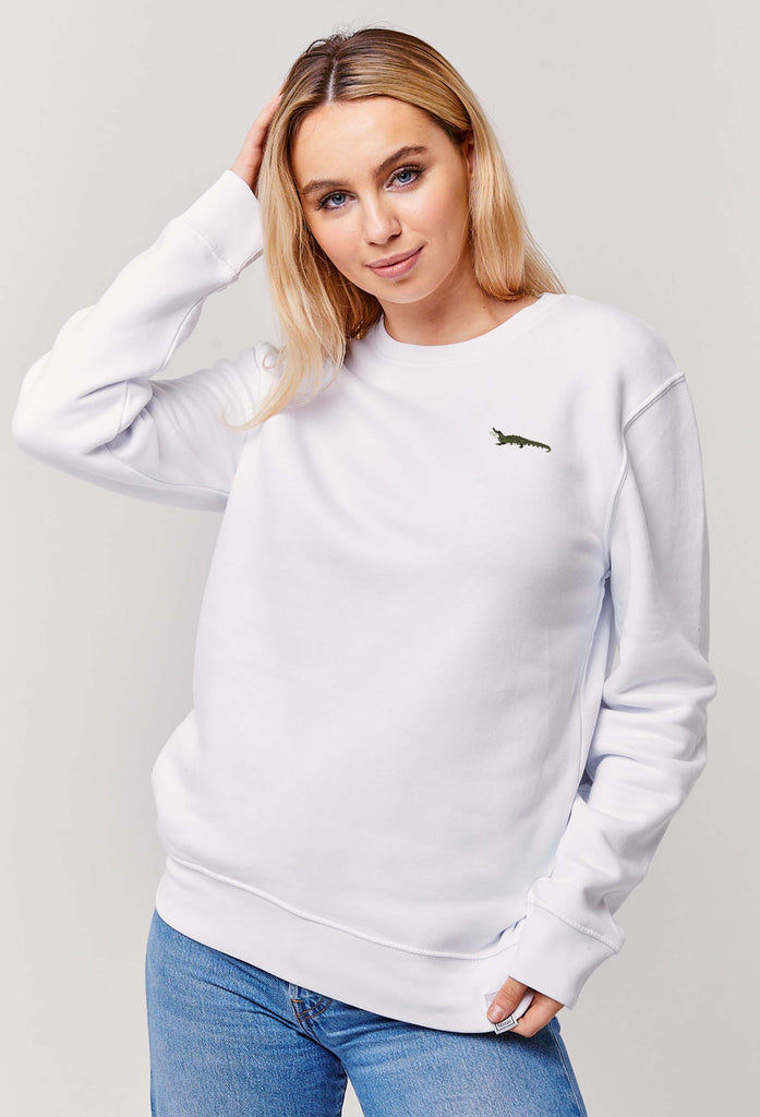 Crocodile Embroidered Organic Sustainable Sweatshirt Jumper Big Wild Thought
