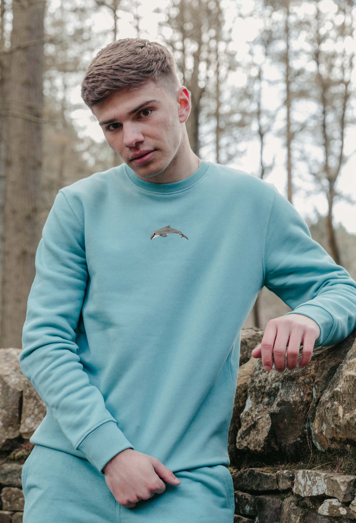 Dolphin Embroidered Organic Sustainable Sweatshirt Jumper Big Wild Thought