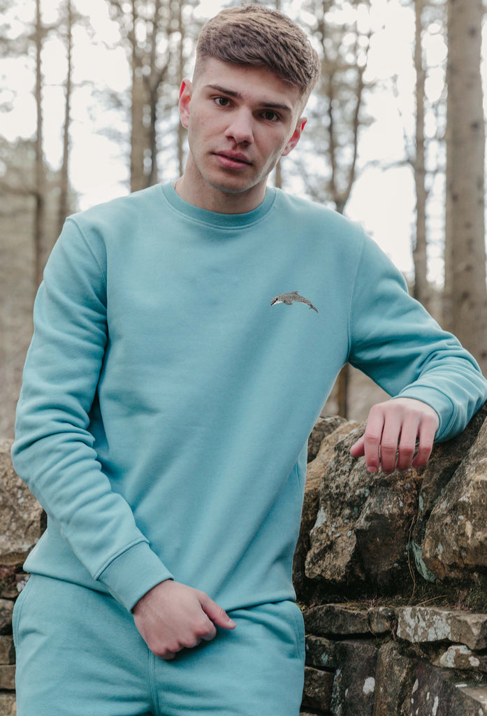 Dolphin Embroidered Organic Sustainable Sweatshirt Jumper Big Wild Thought