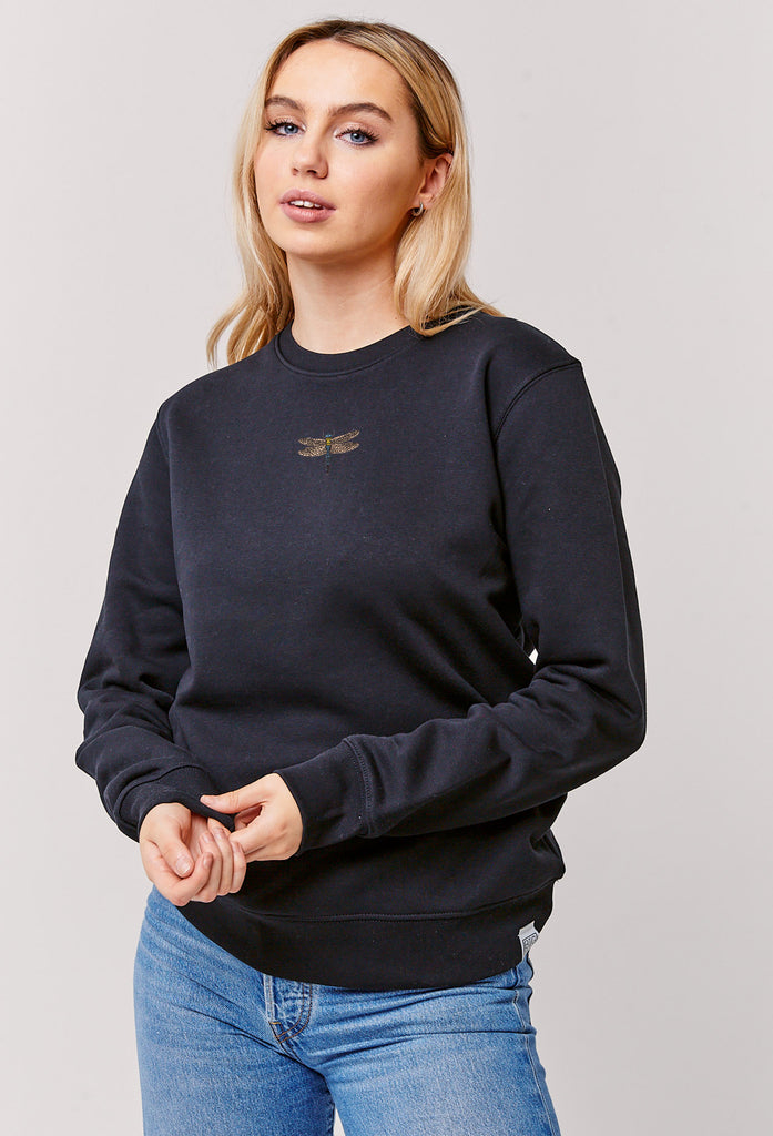 Dragonfly Embroidered Organic Sustainable Sweatshirt Jumper Big Wild Thought