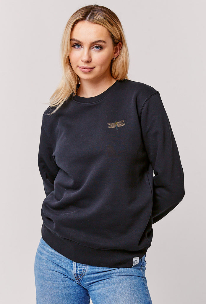 Dragonfly Embroidered Organic Sustainable Sweatshirt Jumper Big Wild Thought