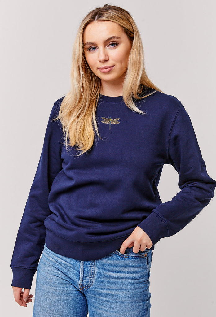 Dragonfly Embroidered Organic Sustainable Sweatshirt Jumper Big Wild Thought