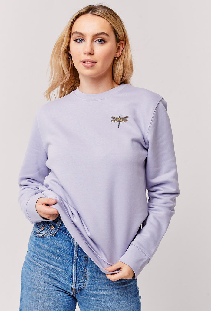 Dragonfly Embroidered Organic Sustainable Sweatshirt Jumper Big Wild Thought