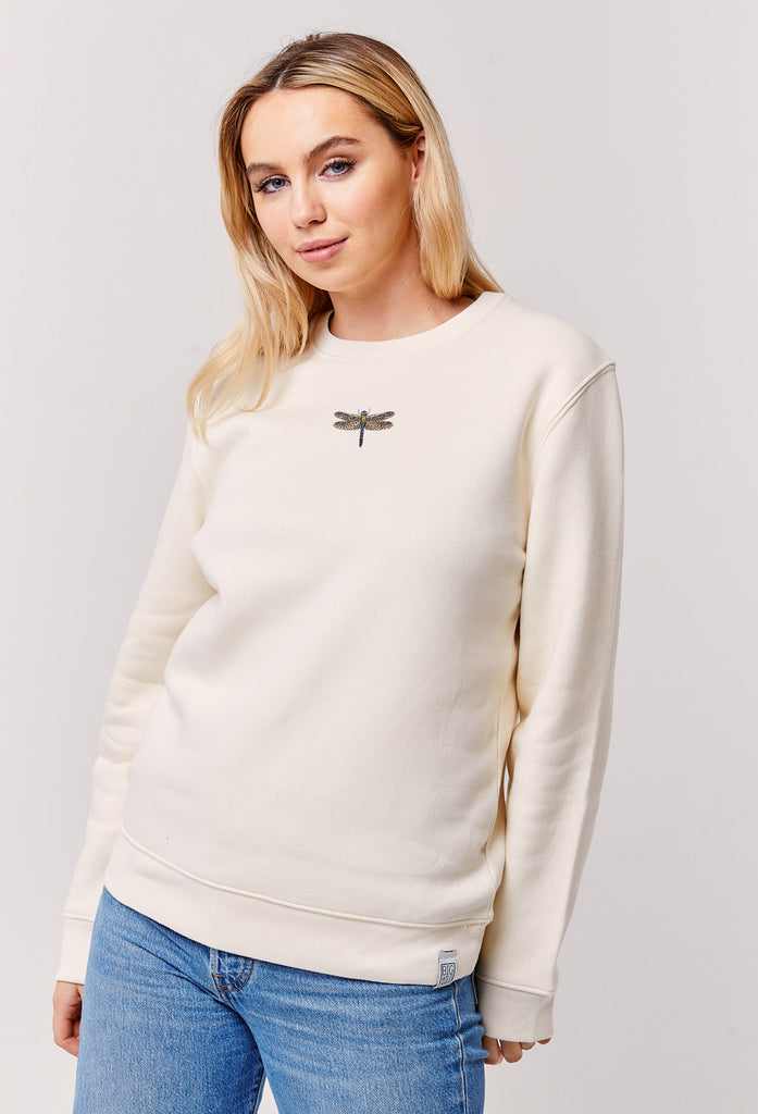 Dragonfly Embroidered Organic Sustainable Sweatshirt Jumper Big Wild Thought