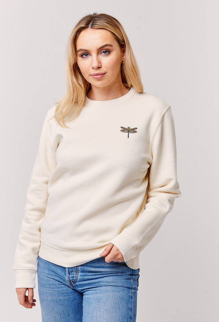 Dragonfly Embroidered Organic Sustainable Sweatshirt Jumper Big Wild Thought