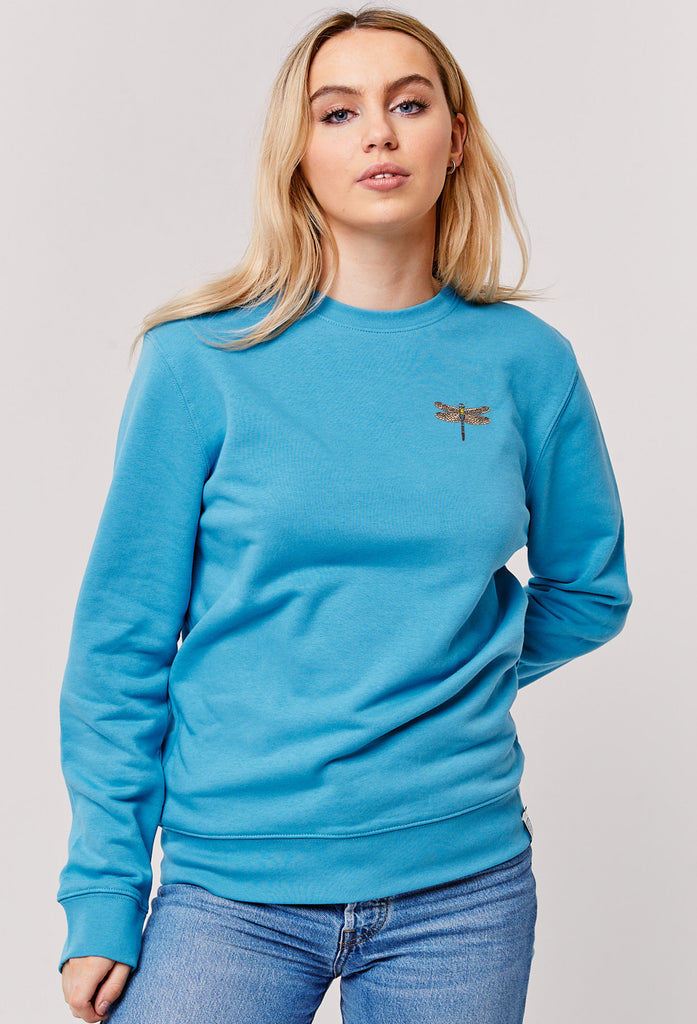 Dragonfly Embroidered Organic Sustainable Sweatshirt Jumper Big Wild Thought
