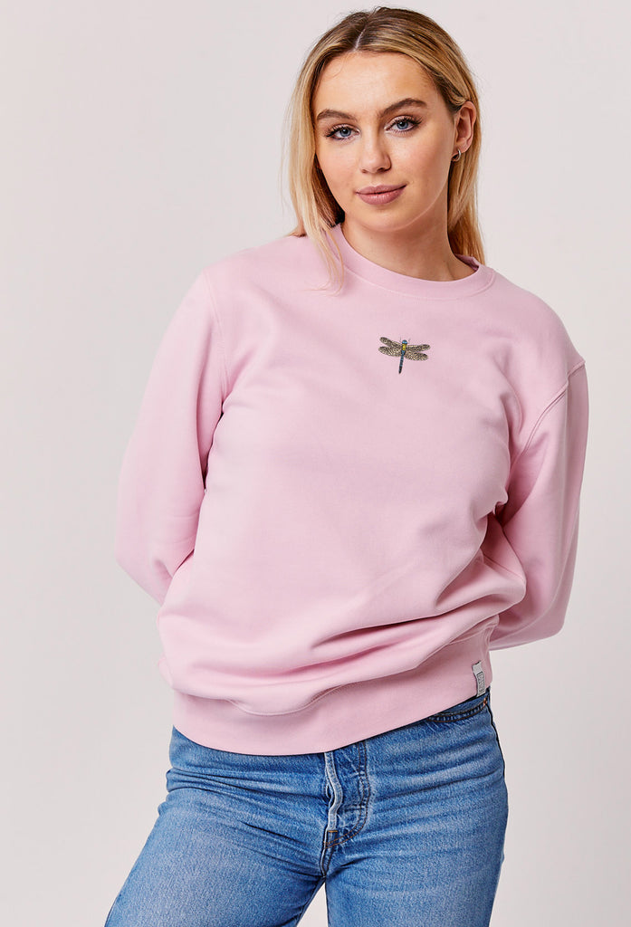 Dragonfly Embroidered Organic Sustainable Sweatshirt Jumper Big Wild Thought