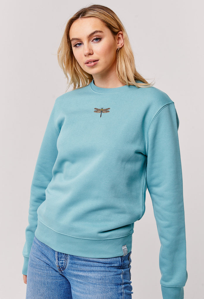 Dragonfly Embroidered Organic Sustainable Sweatshirt Jumper Big Wild Thought