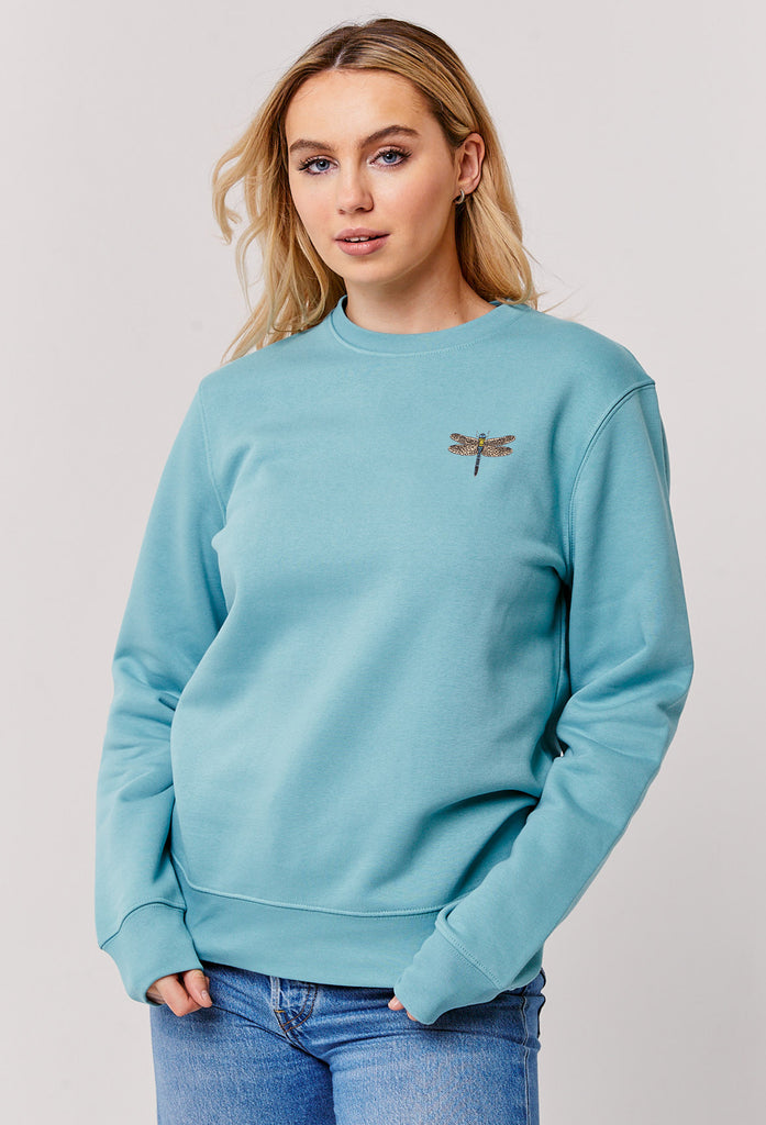 Dragonfly Embroidered Organic Sustainable Sweatshirt Jumper Big Wild Thought