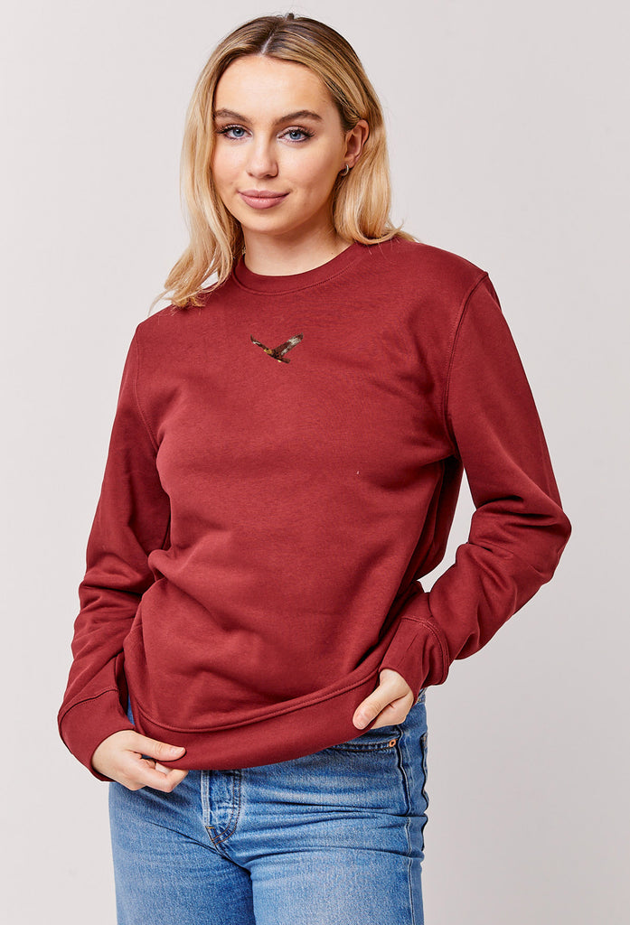 Eagle Embroidered Organic Sustainable Sweatshirt Jumper Big Wild Thought