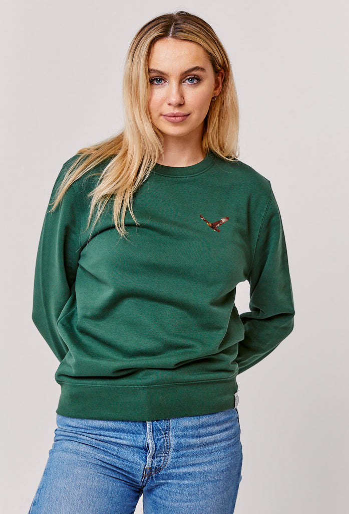 Eagle Embroidered Organic Sustainable Sweatshirt Jumper Big Wild Thought