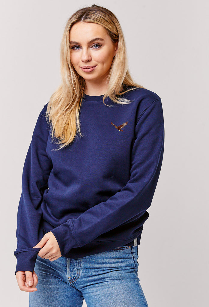 Eagle Embroidered Organic Sustainable Sweatshirt Jumper Big Wild Thought