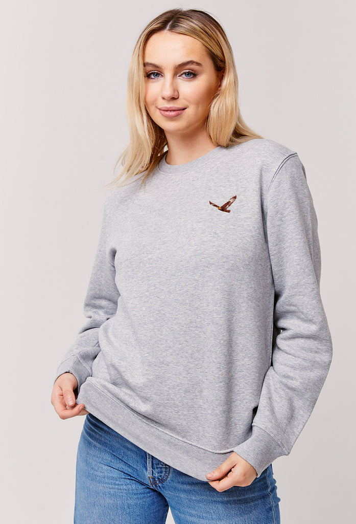 Eagle Embroidered Organic Sustainable Sweatshirt Jumper Big Wild Thought