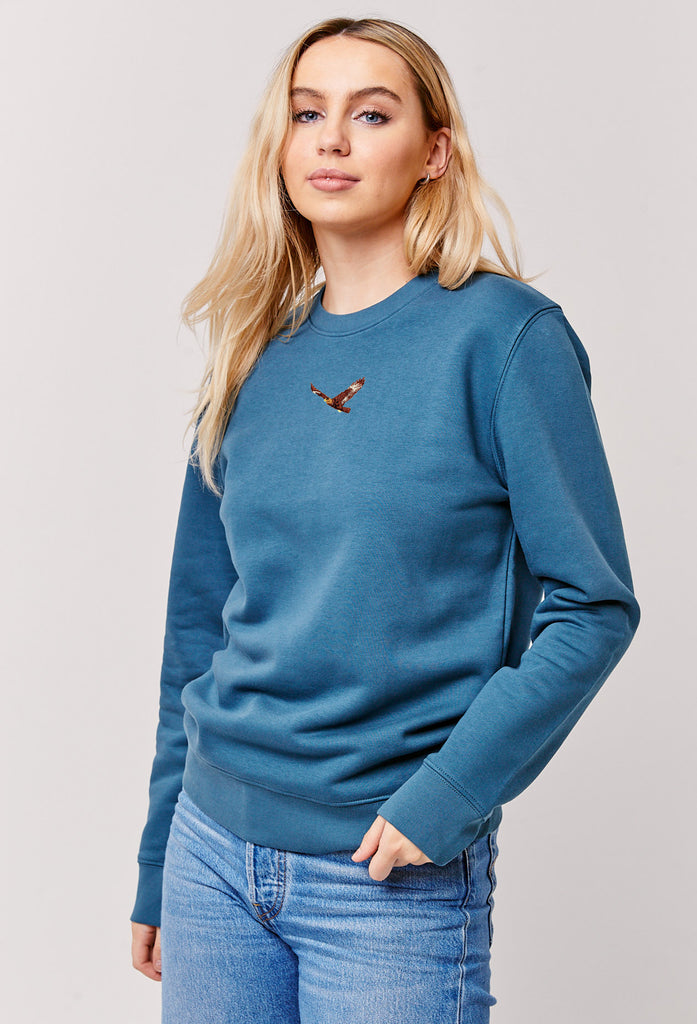Eagle Embroidered Organic Sustainable Sweatshirt Jumper Big Wild Thought