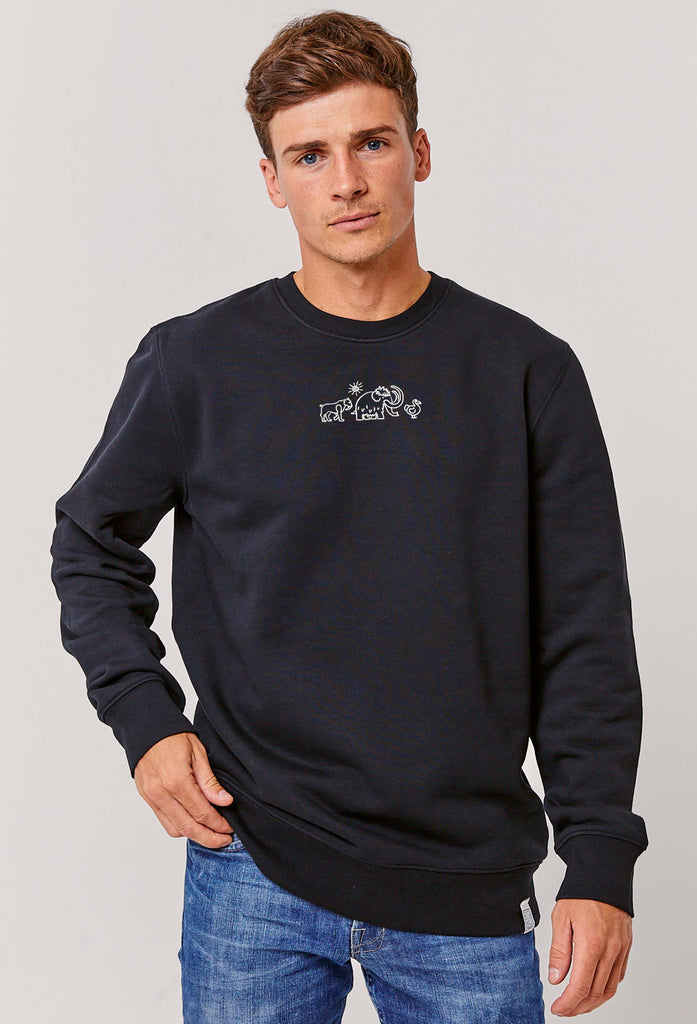 Extinct Drawing Mammoth Dodo Sabre Tooth Tiger Embroidered Organic Sustainable Sweatshirt Jumper Big Wild Thought