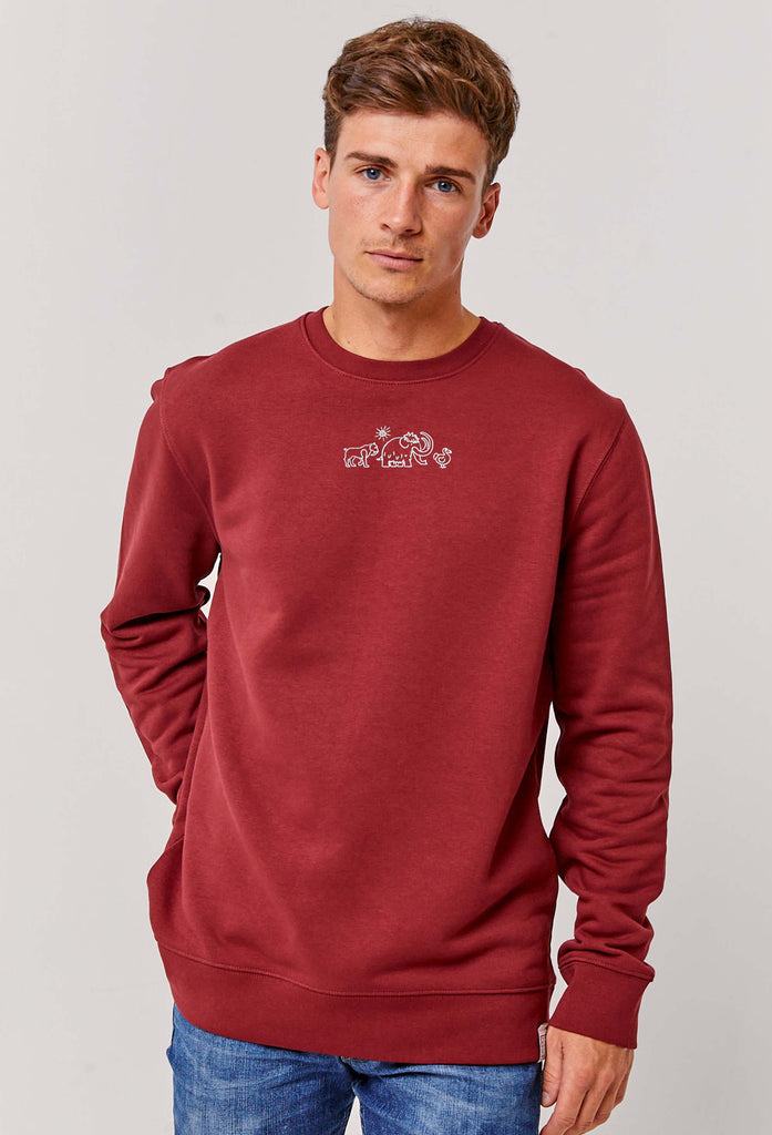 Extinct Drawing Mammoth Dodo Sabre Tooth Tiger Embroidered Organic Sustainable Sweatshirt Jumper Big Wild Thought