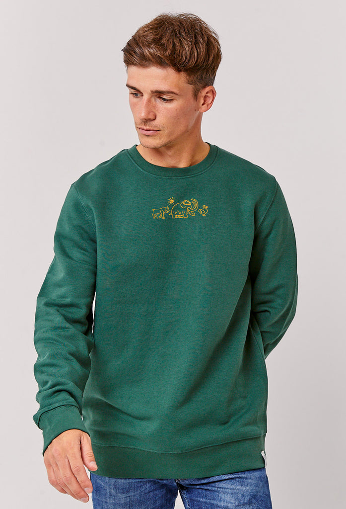 Extinct Drawing Mammoth Dodo Sabre Tooth Tiger Embroidered Organic Sustainable Sweatshirt Jumper Big Wild Thought