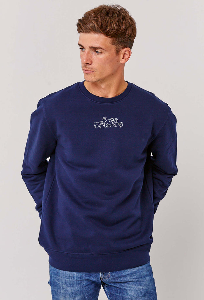 Extinct Drawing Mammoth Dodo Sabre Tooth Tiger Embroidered Organic Sustainable Sweatshirt Jumper Big Wild Thought