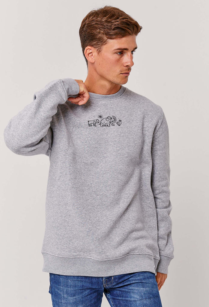 Extinct Drawing Mammoth Dodo Sabre Tooth Tiger Embroidered Organic Sustainable Sweatshirt Jumper Big Wild Thought