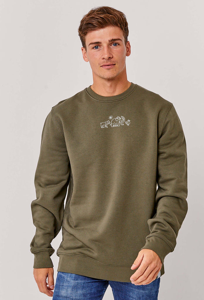 Extinct Drawing Mammoth Dodo Sabre Tooth Tiger Embroidered Organic Sustainable Sweatshirt Jumper Big Wild Thought